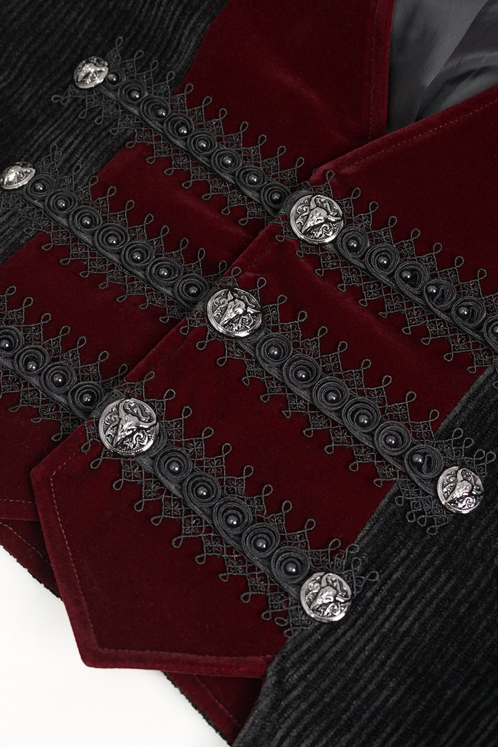 mens gothic red velvet vampire vest