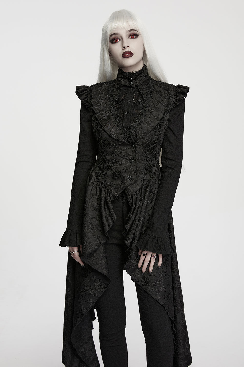 Victorian goth womens high low vest 