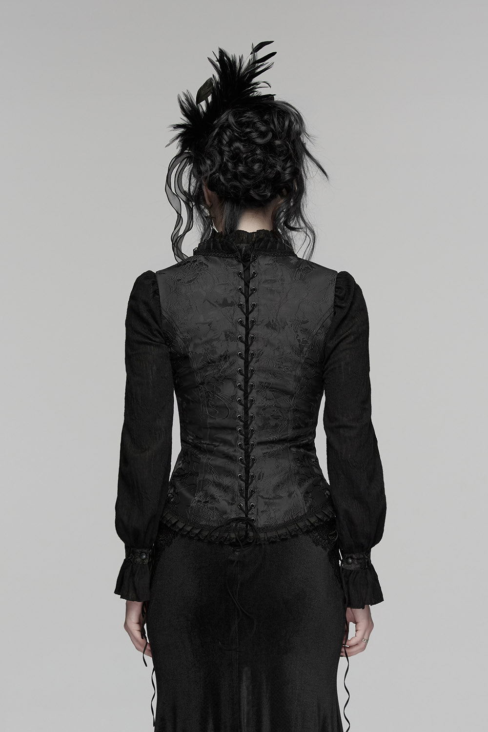 gothic womens black lace vest