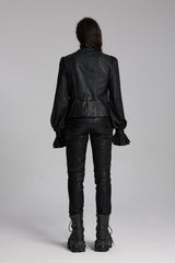 black faux leather waistcoat