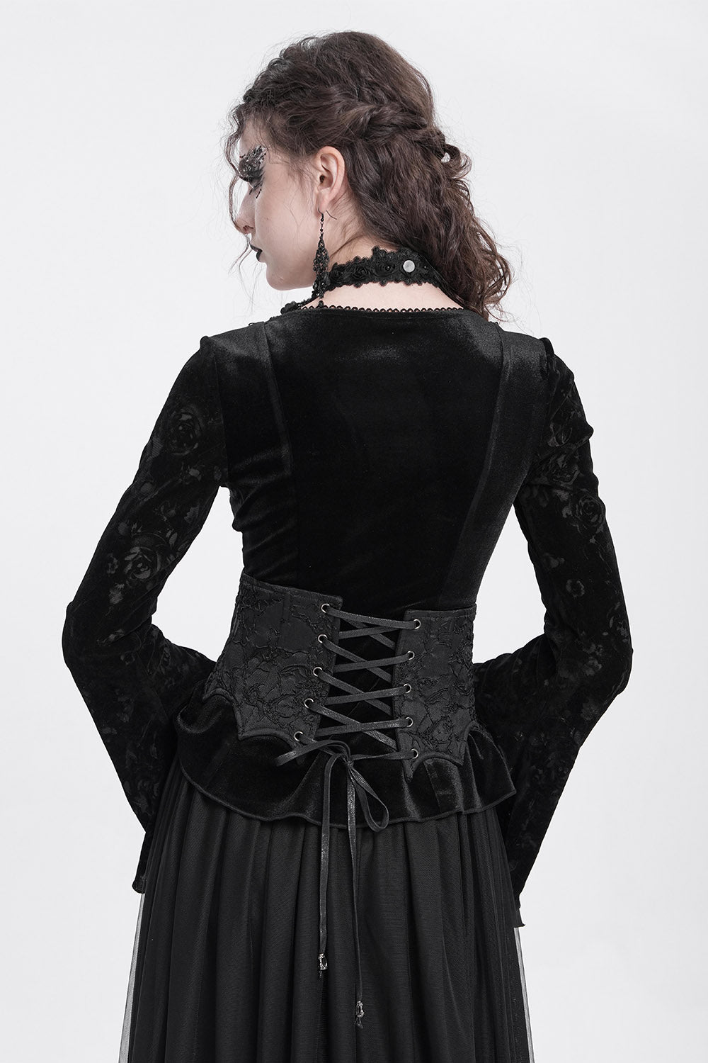black beaded lace-up corset belt