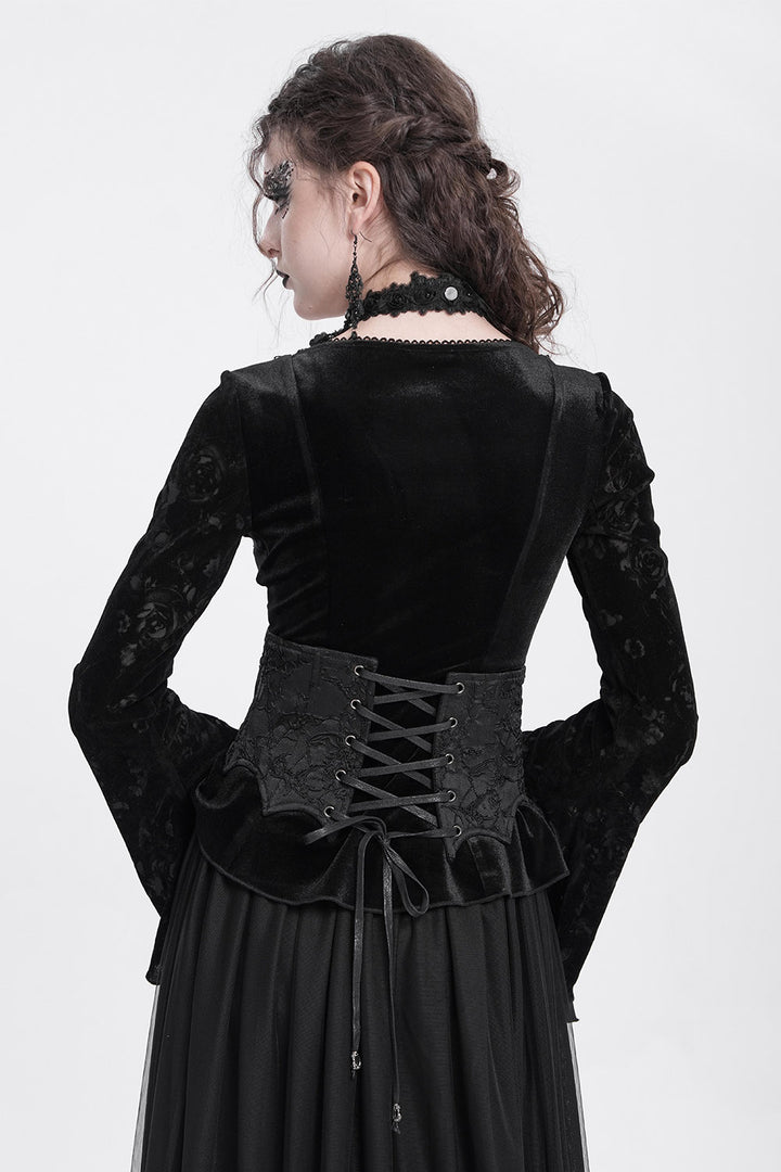 black beaded lace-up corset belt