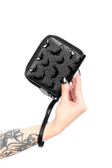 punk grunge halloween black bat wallet accessory
