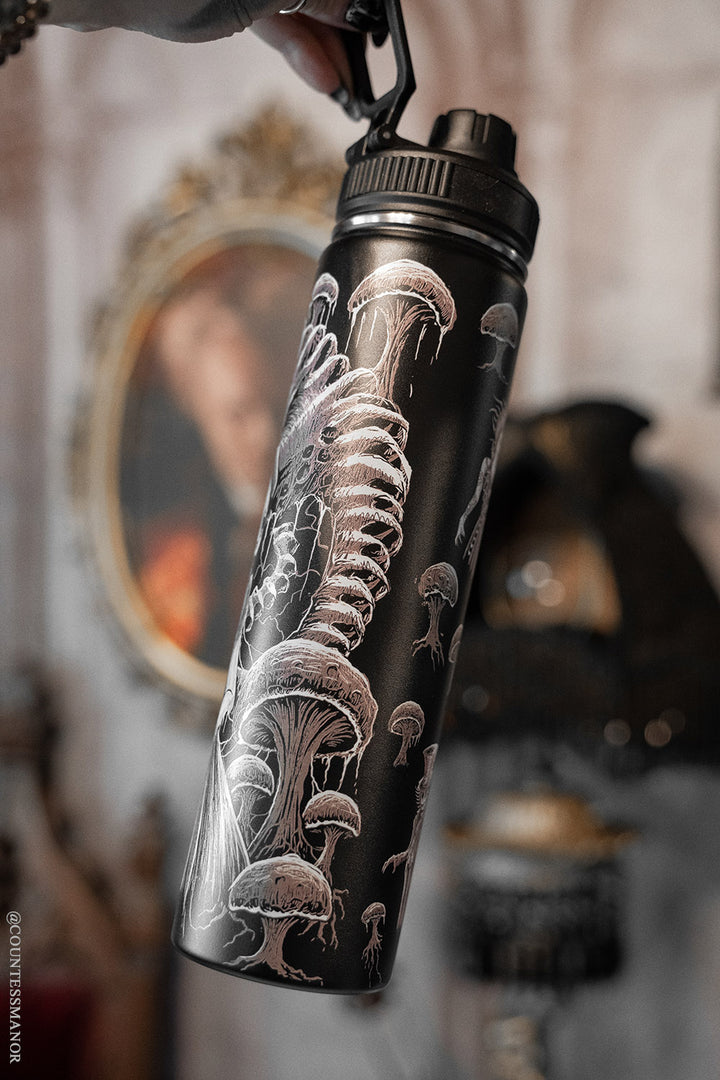 gothic mushroom goblincore water bottle by vampire freaks 