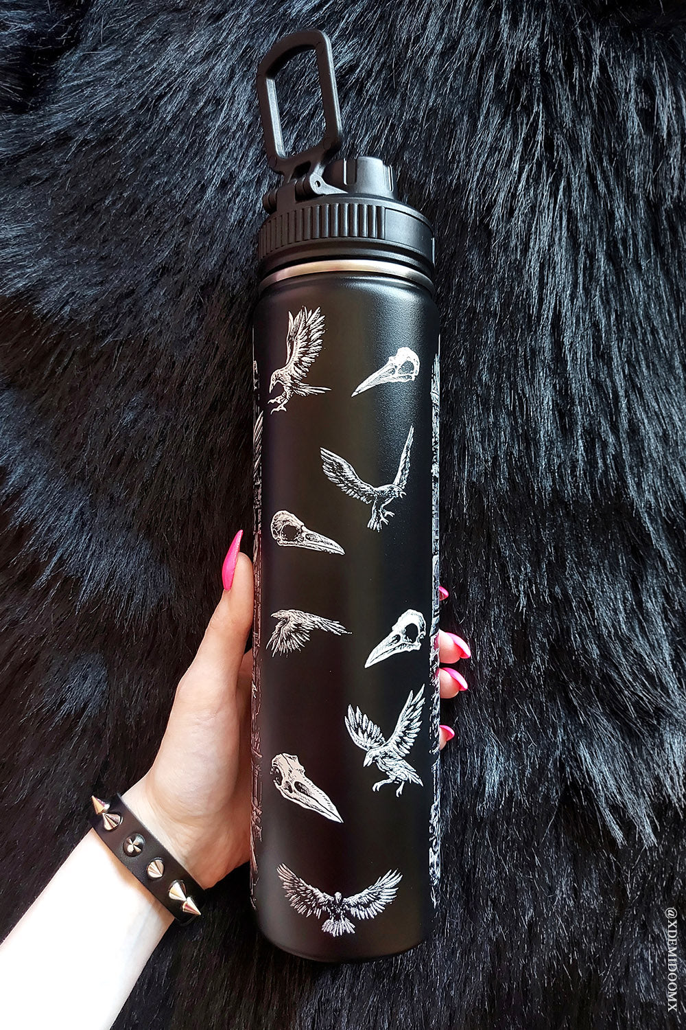 stainless steel edgar allan poe water bottle by vampire freaks 