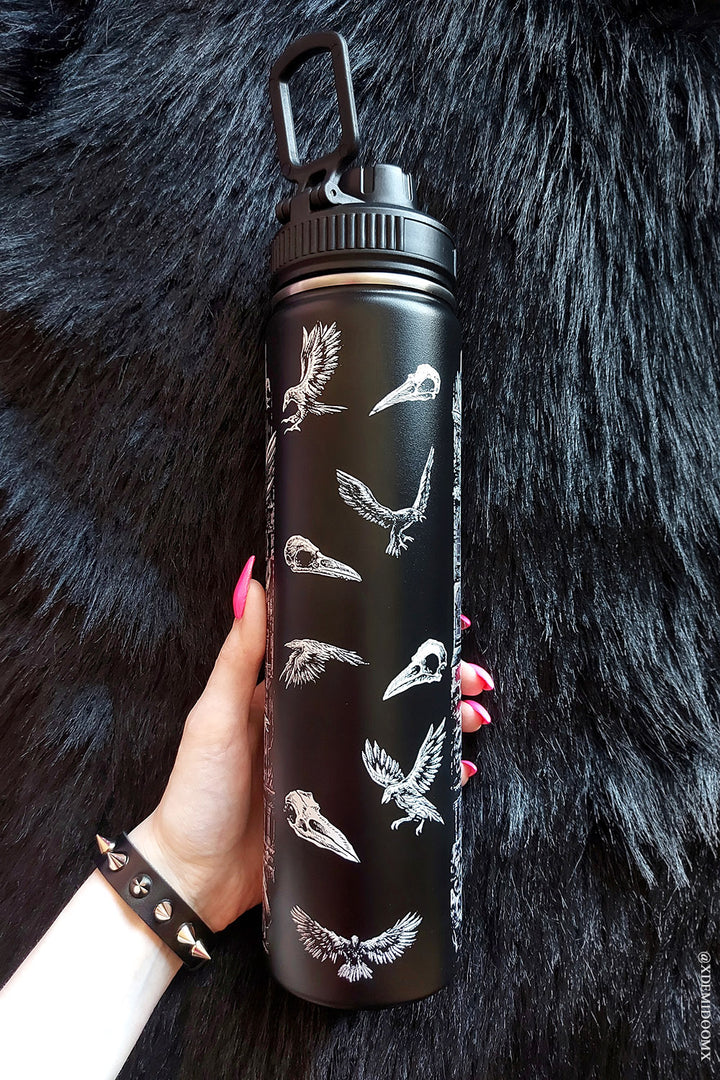 stainless steel edgar allan poe water bottle by vampire freaks 