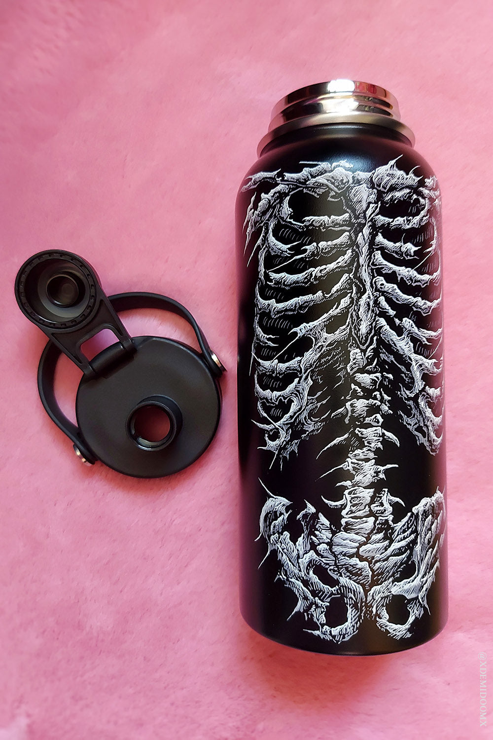 stainless steel heavy metal Skeleton bones water bottle 