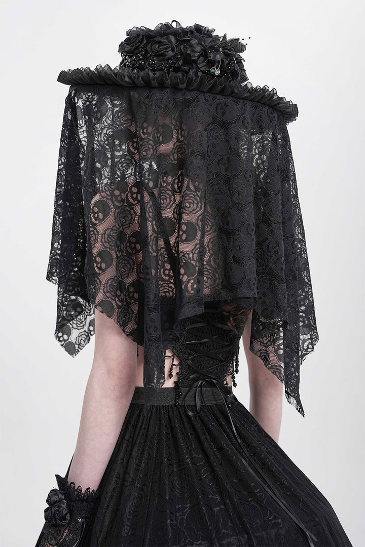 ruffled wide brim goth hat