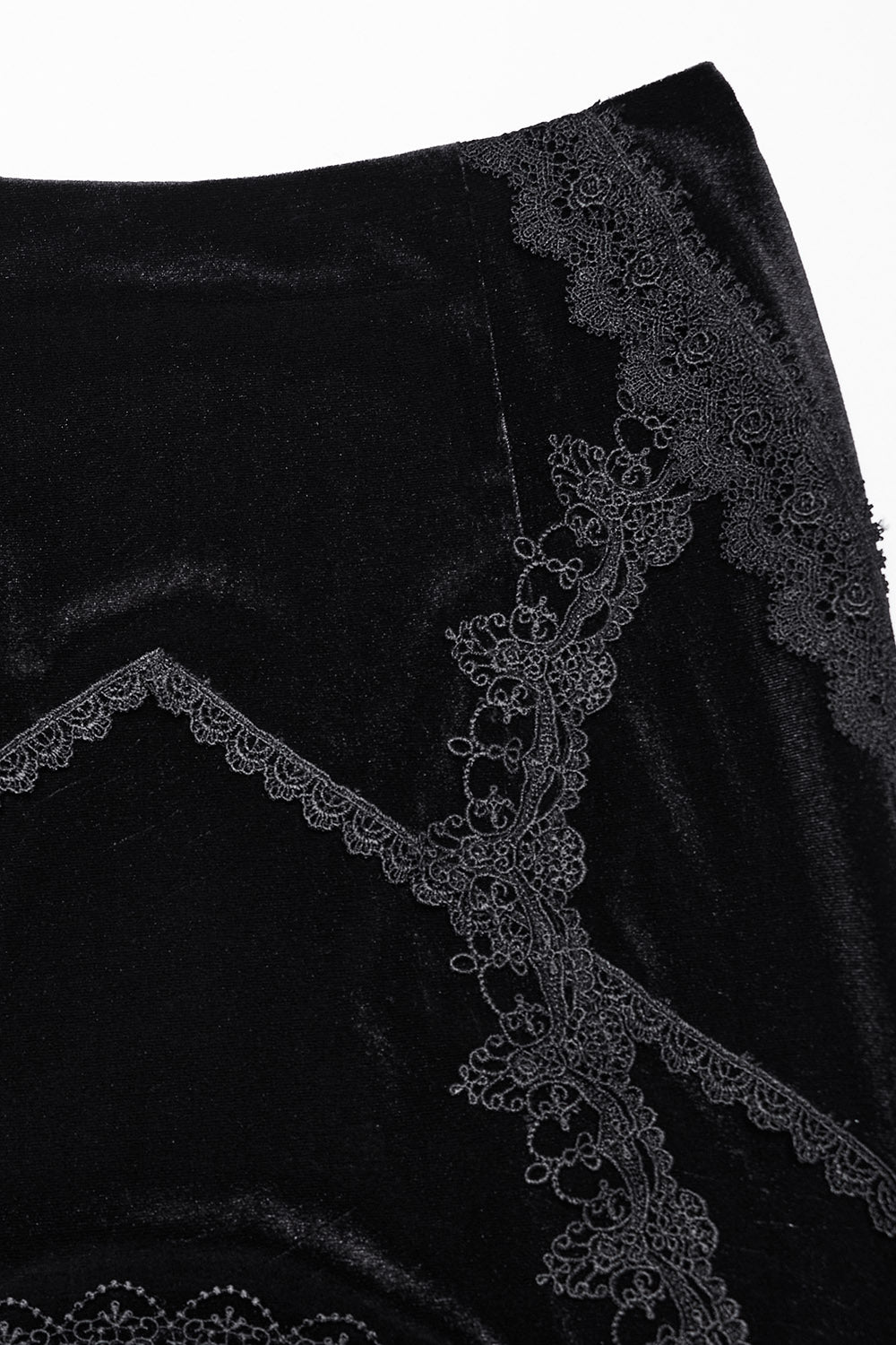 embroidered black velvet vampire goth skirt