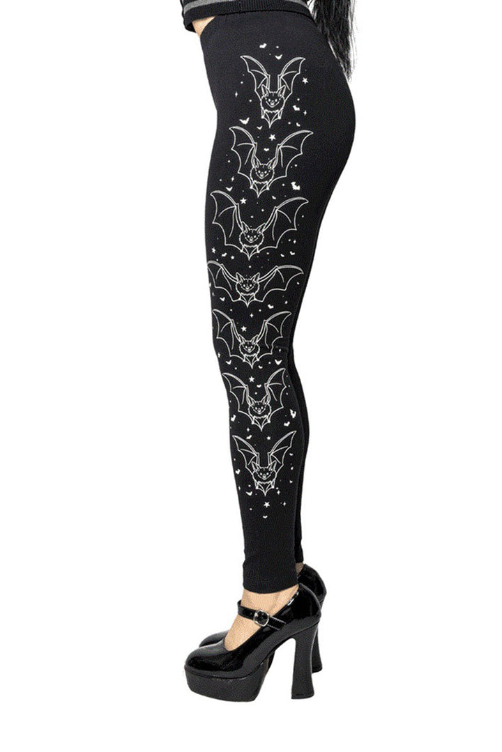 womens gothic bat printed leggings