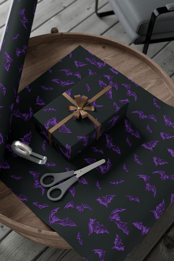 emo bat pattern wrapping paper for gift giving and presents 