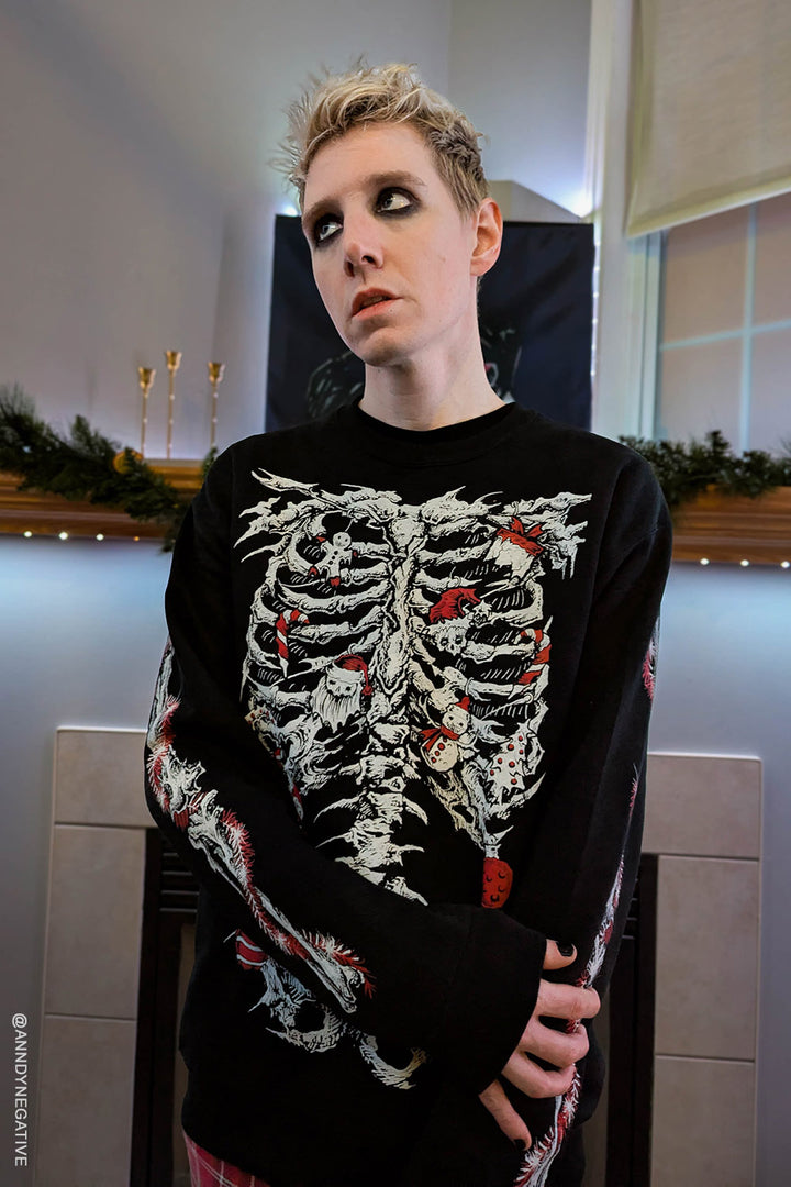 gothic skeleton ribcage sweater