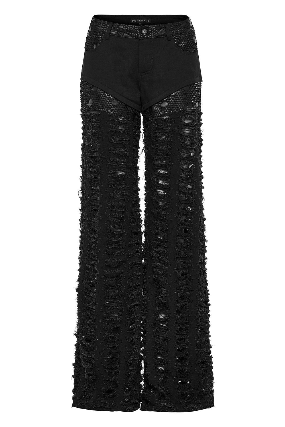 patchwork fishnet womens baggy ripped pants by punk rave 