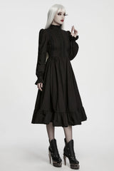 womens goth midi dress with flattering fitted waist for a graceful shape