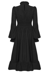 occult witch dress with keyhole button collar