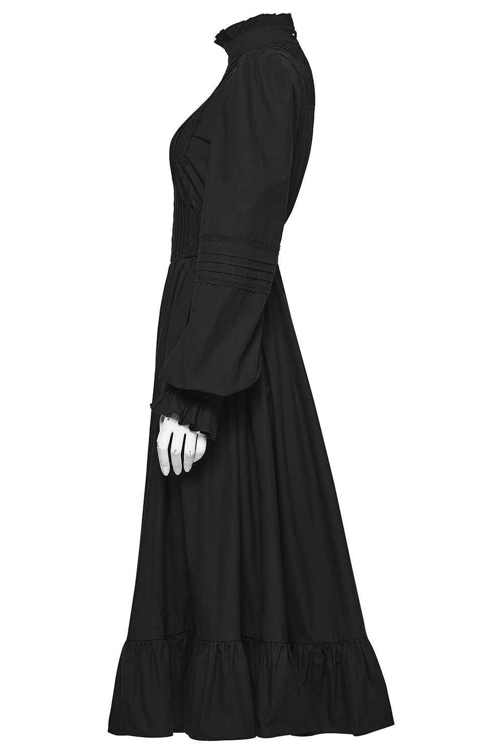 fitted waist midi length womens black dress