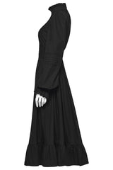 fitted waist midi length womens black dress