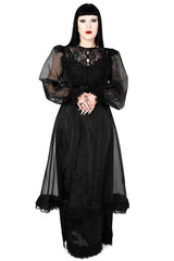emo organza duster with lace detail and button closure