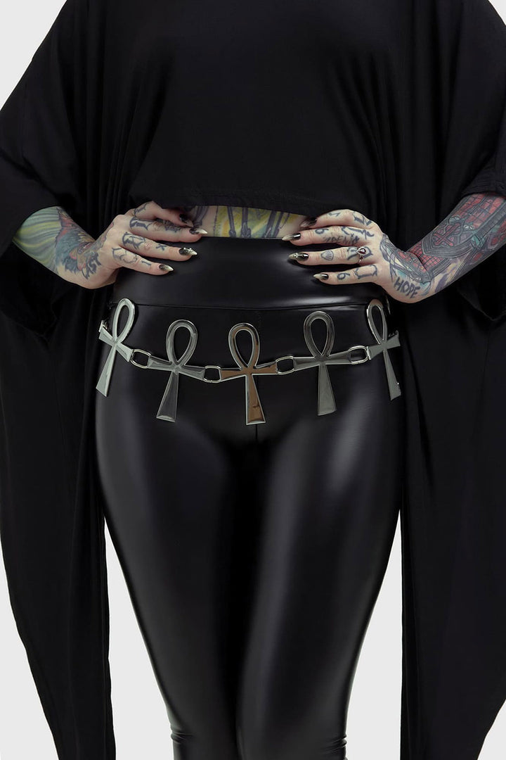 silver ankh symbol belt