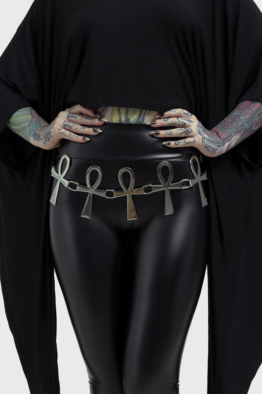 silver ankh symbol belt