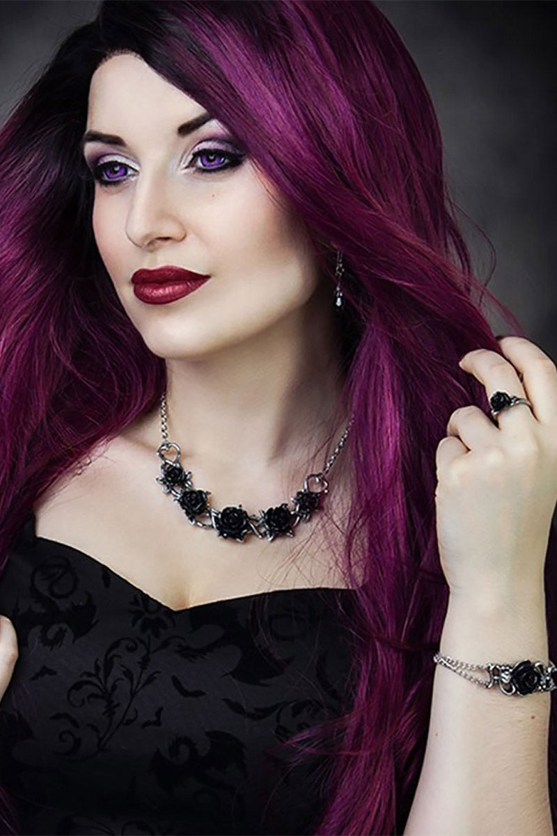 steampunk black rose choker necklace 