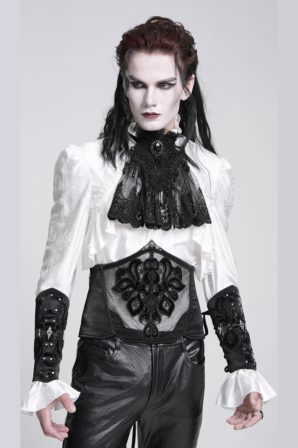 damask pattern victorian gothic gauntlet gloves