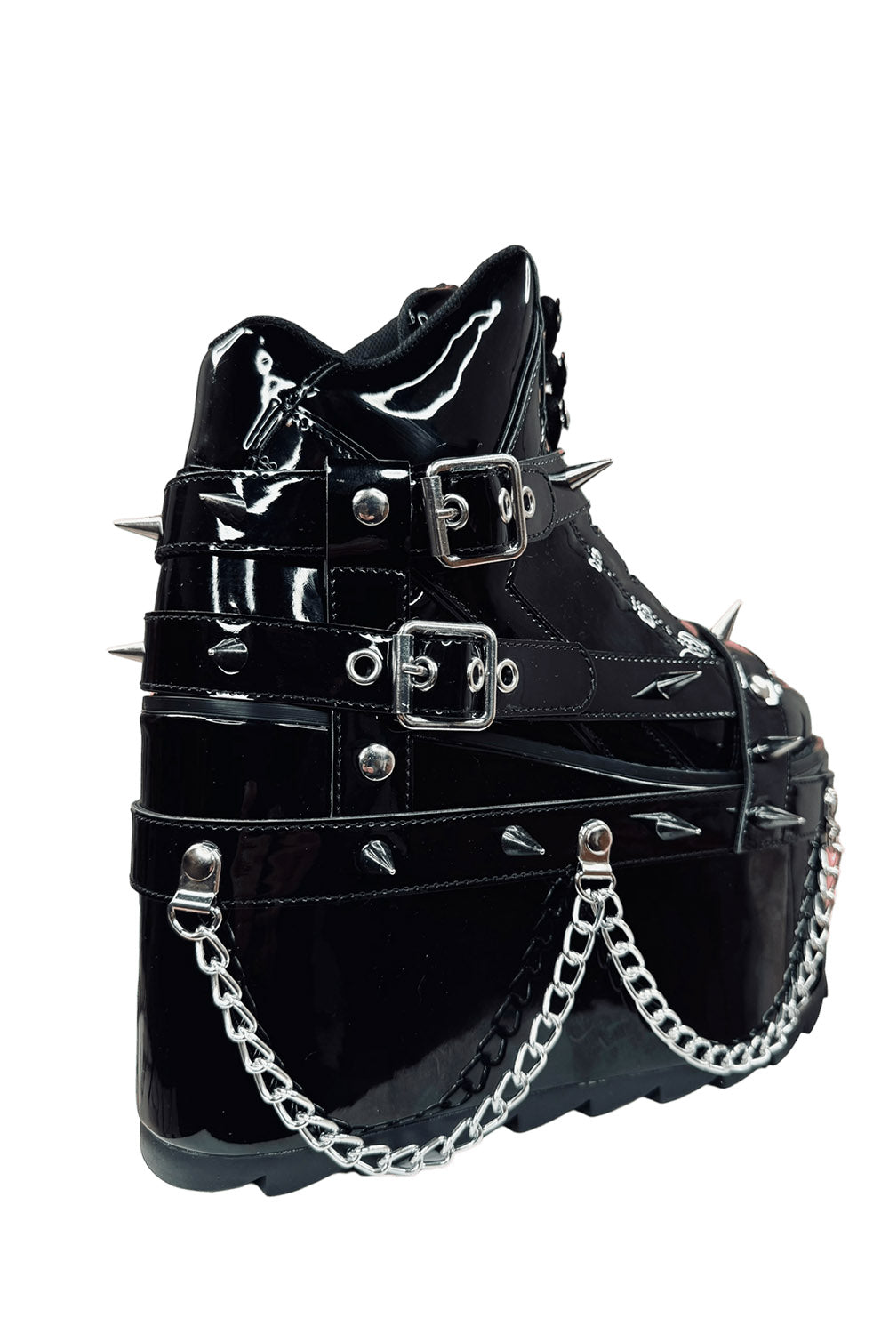 リョウ QOZMO BNDG Spike Punk Platforms [Black/Patent Silver
