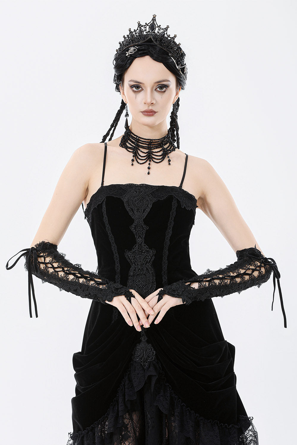 lace-up gothic gloves