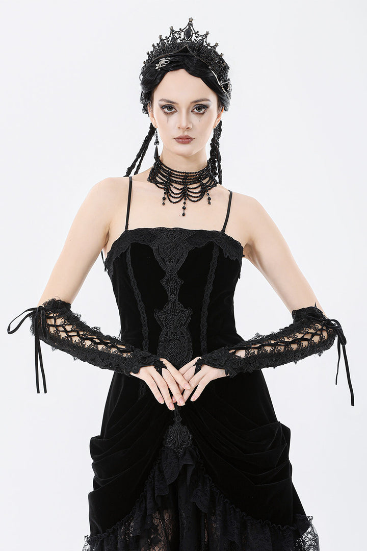 lace-up gothic gloves