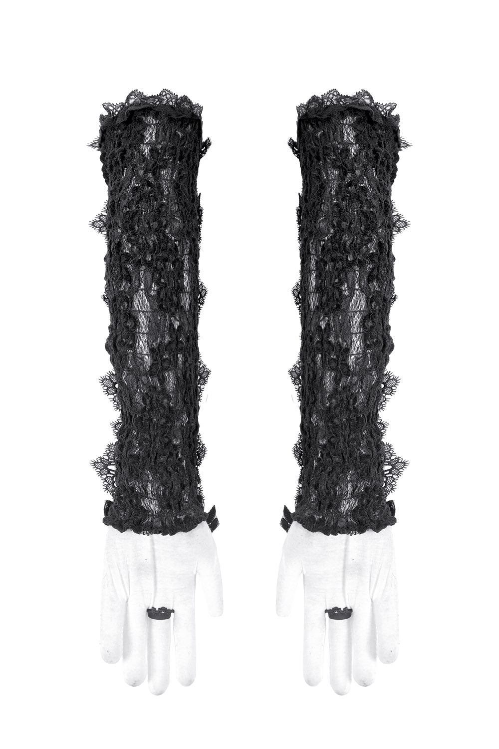 womens black lace-up gothic gloves