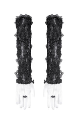 womens black lace-up gothic gloves
