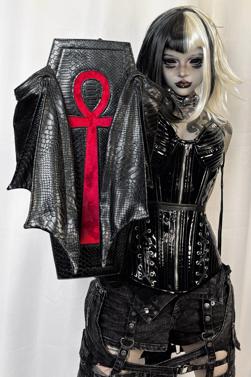 gothic coffin backpack withy dragon wings