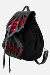 large gothic cathedral inspired backpack with gothic crosses