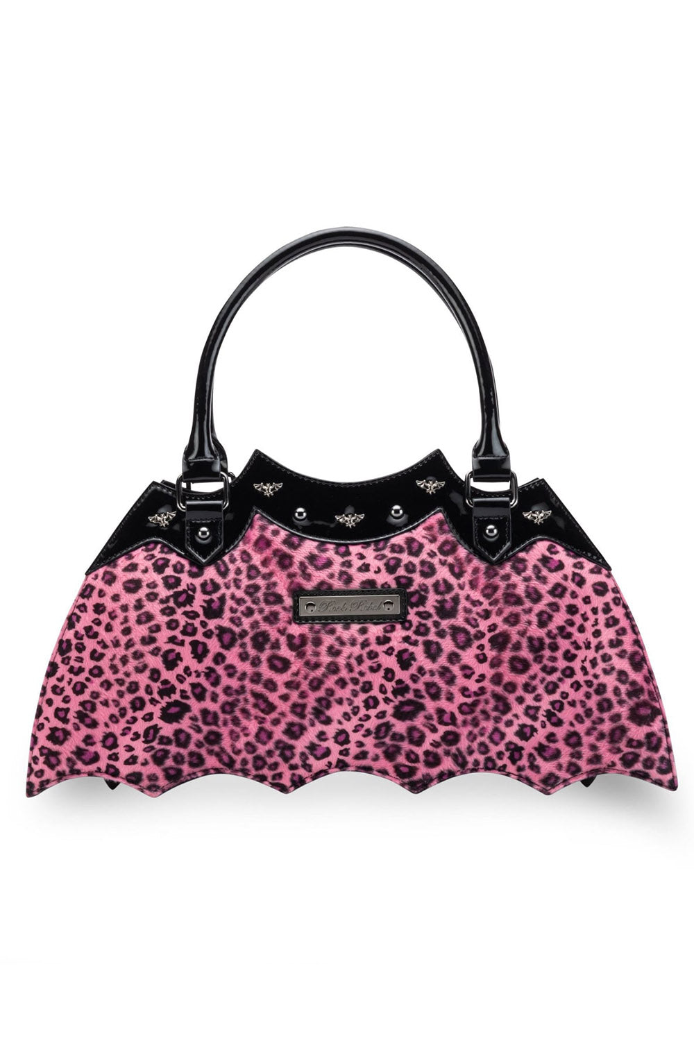 studded pink leopard handbag