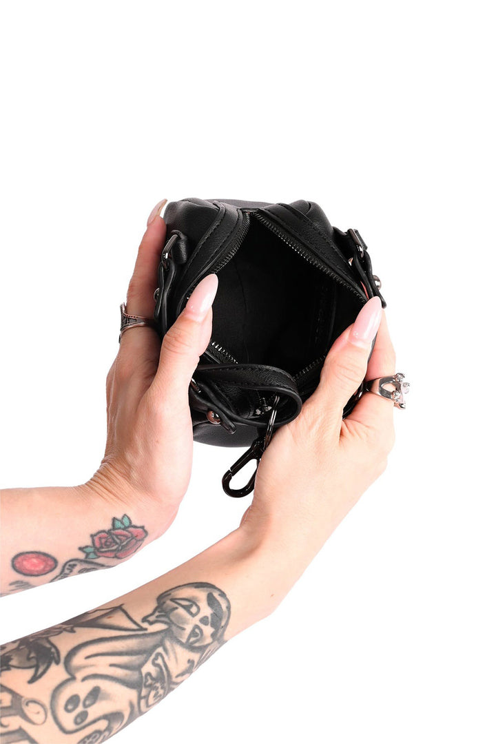 foxblood small black keychain bag