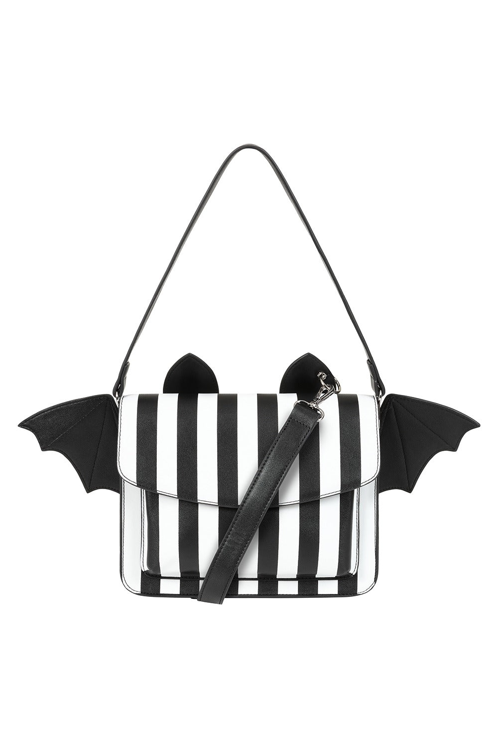 striped gothic rockabilly bag by banned apparel