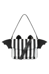 striped gothic rockabilly bag by banned apparel
