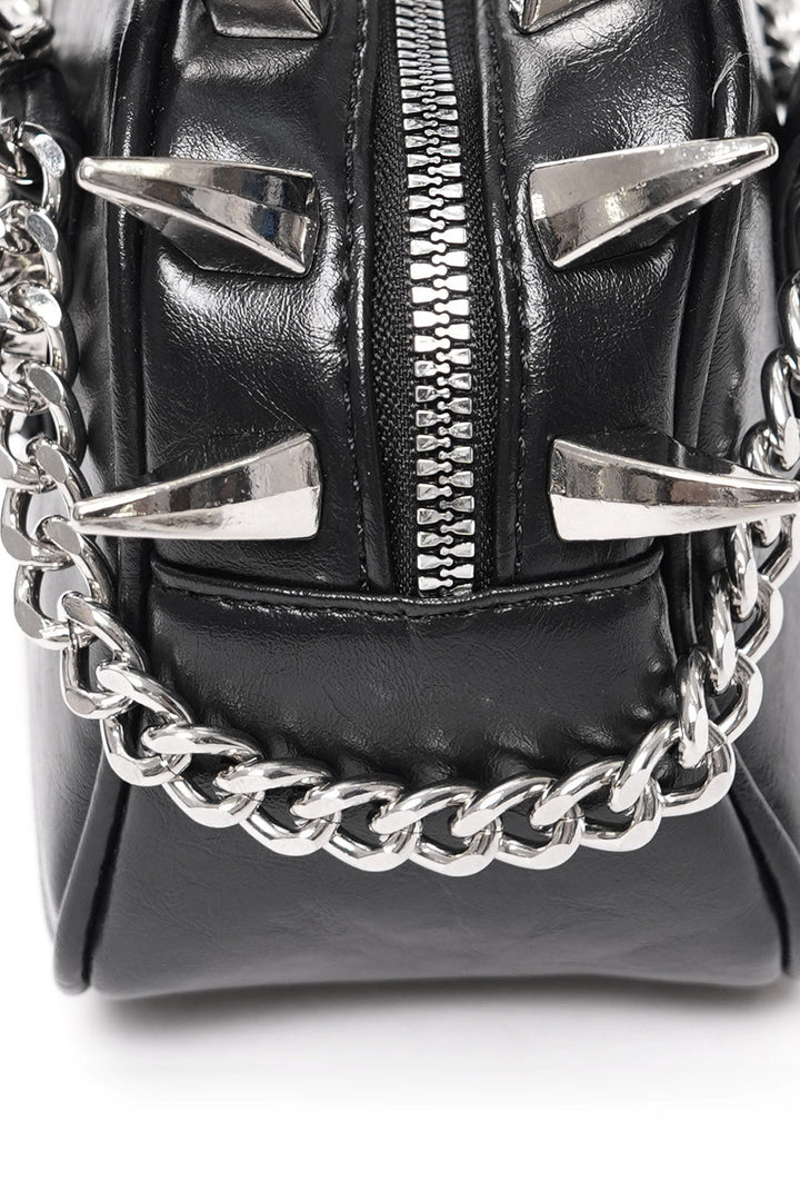 chain skull and claw spiked black bag