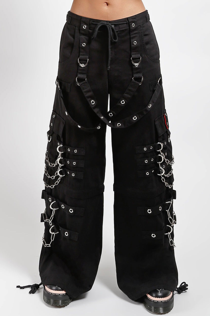 mens studded baggy goth pants with chains, studs, and eyelets 
