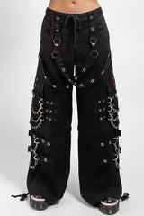 mens studded baggy goth pants with chains, studs, and eyelets 