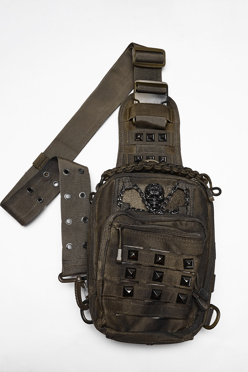 mens post apocalyptic distressed brown rugged crossbody bag by punk rave 
