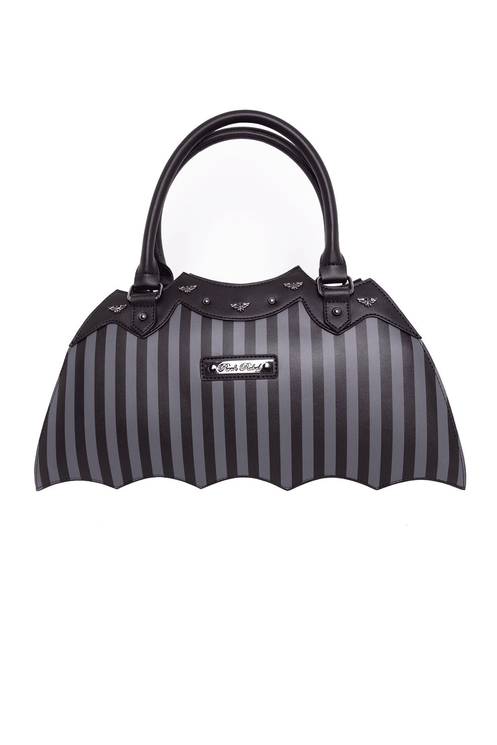striped rockabilly bat-shaped handbag