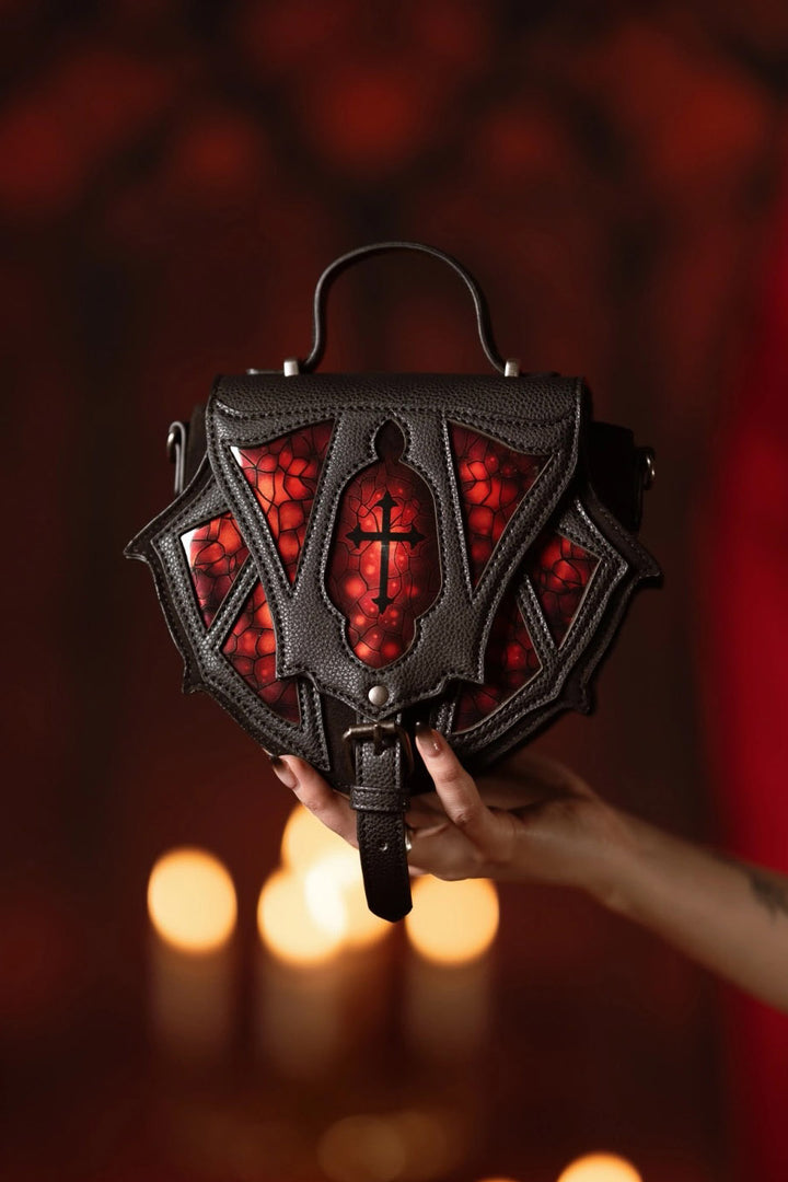suede gothic cathedral shoulder bag by restyle