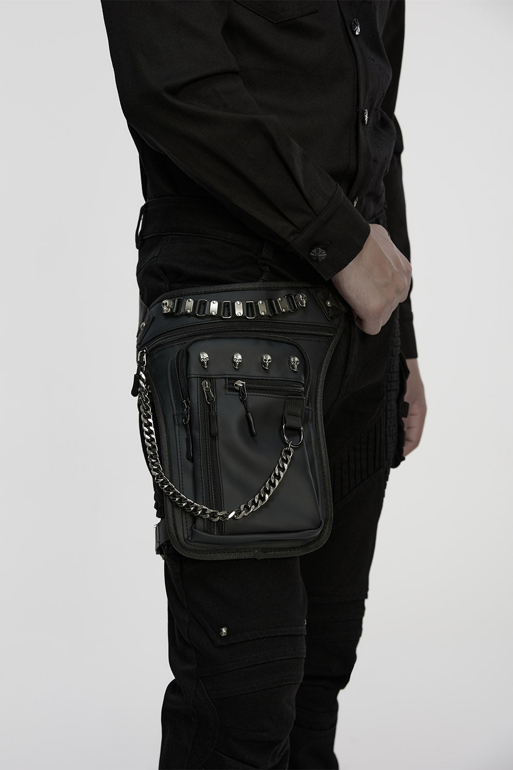 black gothic waist bag