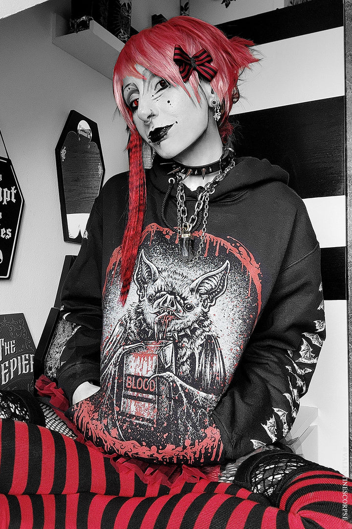 womens pullover bat hoodie with bat sleeves
