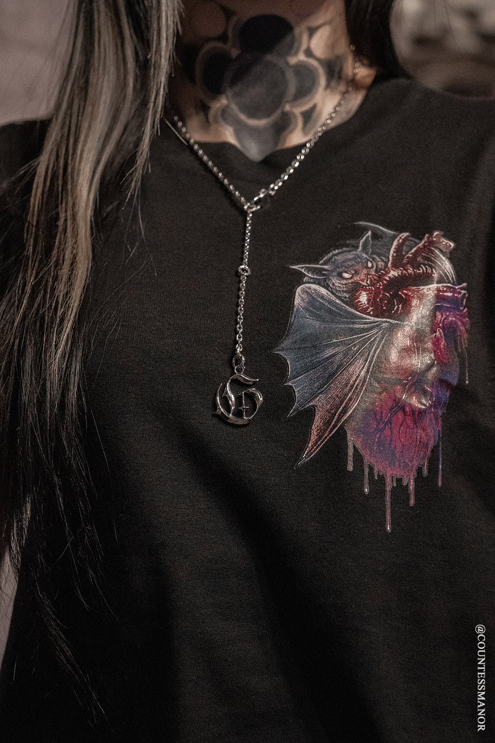 womens gothic bat graphic tshirt