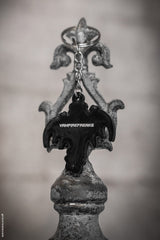 gothic bat keychain with vampire freaks branding on the back 