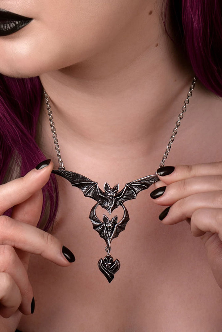alchemy england pewter bat necklace