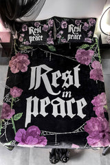 gothic Rest In peace floral bedspread with matching gothic flower pillow cases 