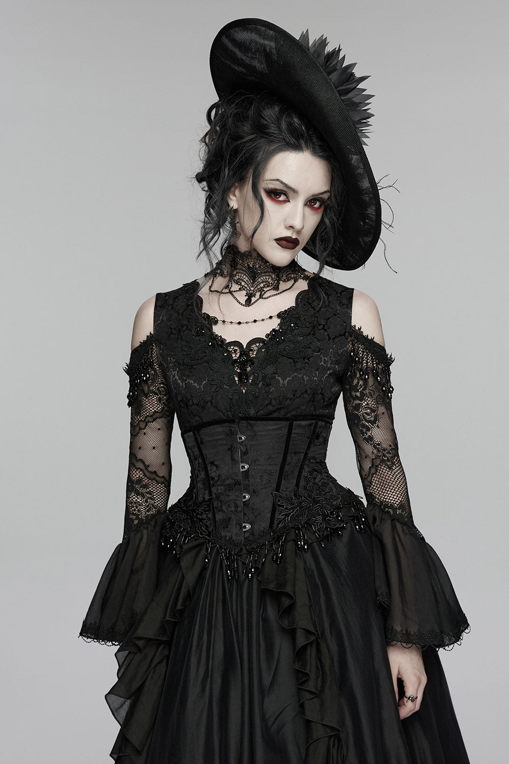 womens gothic beaded tassel corset 